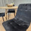 Round Oak Effect Dining Table With 4 Black Velvet Tufted Chairs Set 4