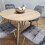 Round Oak Effect Dining Table With 4 Grey Velvet Tufted Chairs Set 13