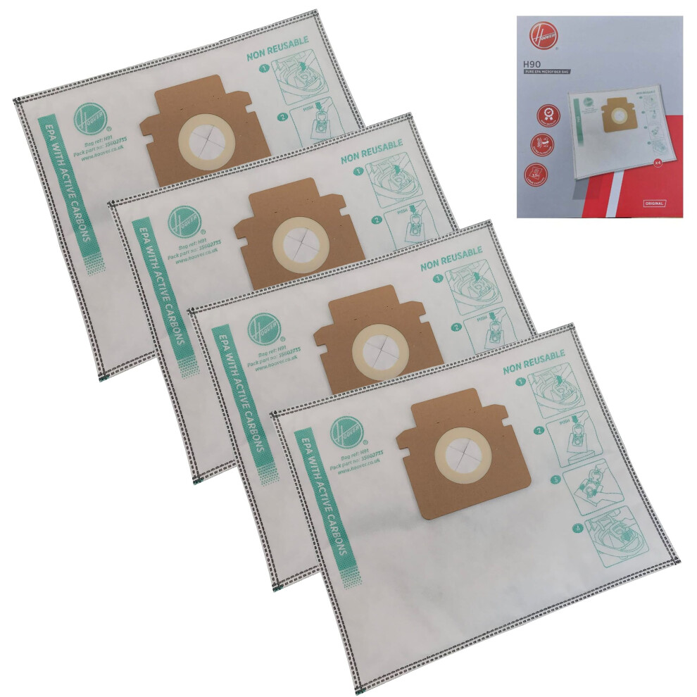 Hoover H90 Pure Epa H-Energy 300 Pet Vacuum Cleaner Dust Bags X 4 Genuine
