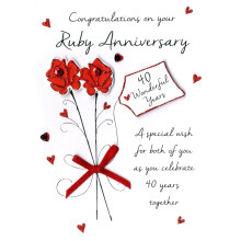 Ruby Wedding 40th Embellished Anniversary Greeting Card Just To Say Cards