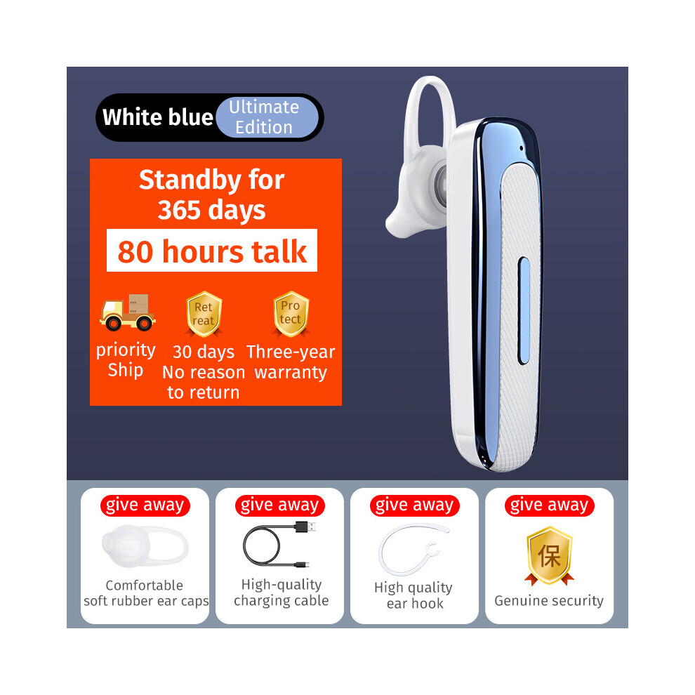 (A- Blue) Bluetooth Earphone Wireless Headset Mini Sport Earbuds Handsfree Bluetooth 4.0 Earpiece Stereo With Mic For Iphone Huawei Xiaomi White/Blue 4851204942469