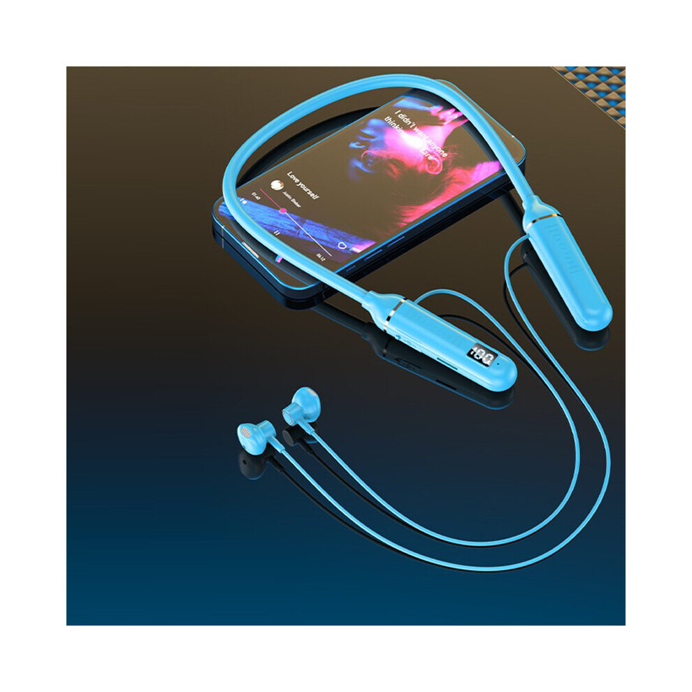 (A-) Wireless Earphones Tooth 5.0 Neckband Headphones Gaming Power Display Hifi Headset Tws Earbuds With Mic Support Tf Card Blue 4851205039748
