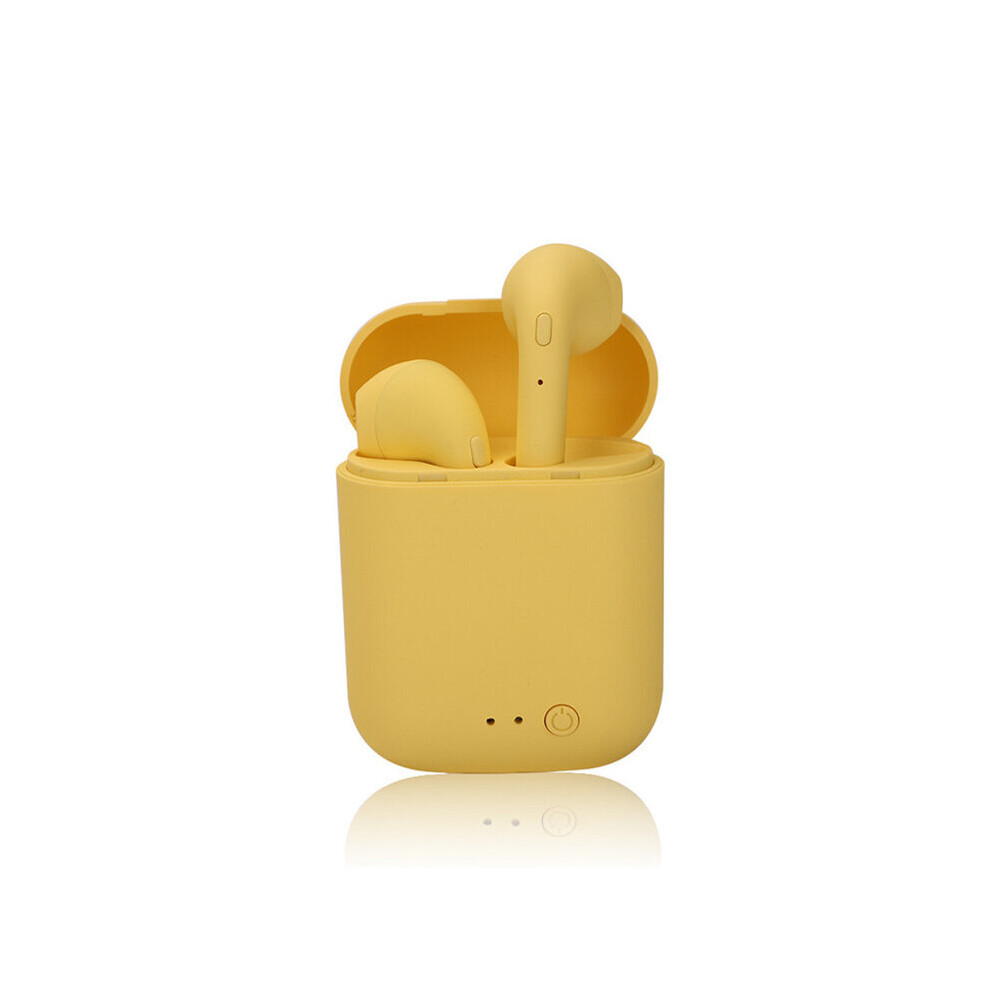 (A-Matte I7mini2) I7s Mini 2 Tws Wireless Headphones Bluetooth 5.0 Earphone Matte Macaron Earbuds Handsfree With Mic Charging Box Headset Yellow 4851204880211