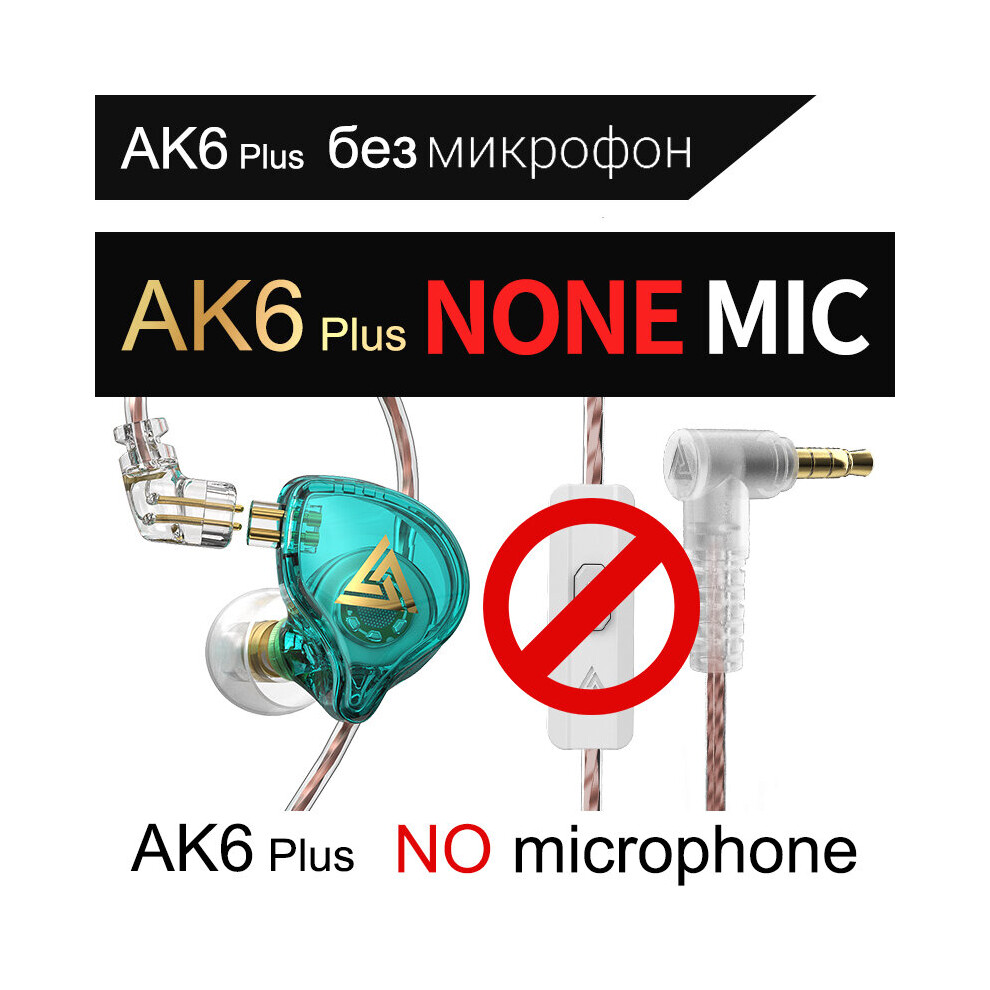 Photos - Headphones  QKZ AK6 PLUS HiFi Earphone Noise Cancelling Headset Music Monitor Sport Earbuds In Ear Dynamic Wired Headpho(a-Cyan NO Mic)