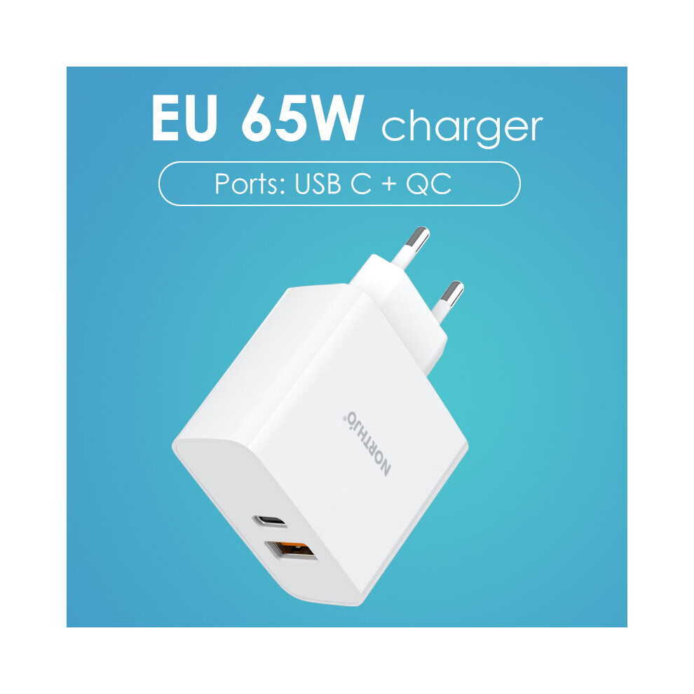 (A-Eu 65W-1C 1Qc) Northjo 65W Quick Charge 3.0 Usb C Pd Laptop Charger Power Adapter With Type C Charging Cable For Macbook Xiaomi Huawei Samsung 4855672976384