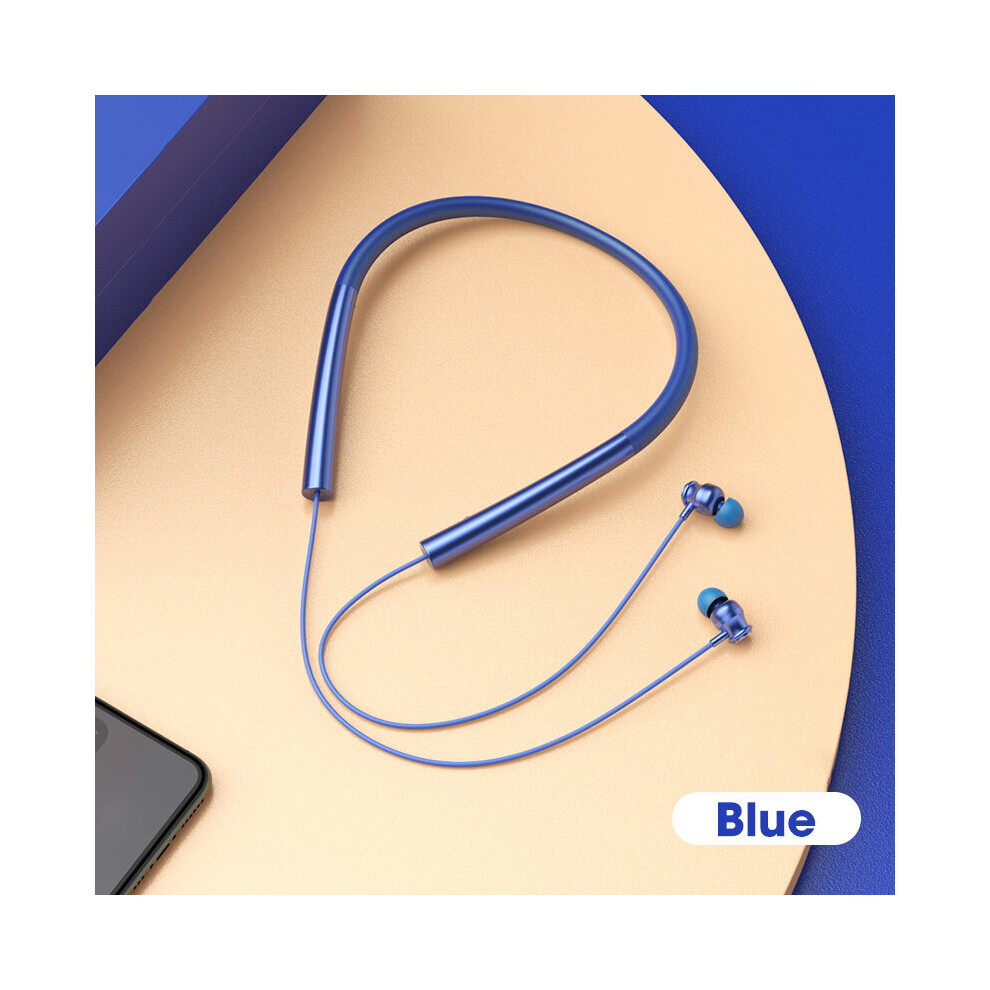 (A-) Sports Tooth Headset 5.0 Tws Wireless Neckband Earphones Hanging Neck Stereo Headphones Waterproof Earbuds With Microphone Blue 4851204901022