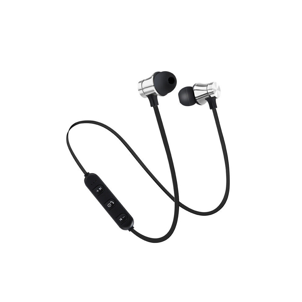(A-) Magnetic Wireless Bluetooth Earphone Xt11 Music Headset Phone Neckband Sport Earbuds Earphone With Mic For Iphone Samsung Xiaomi Silver 4851204944760