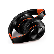 (a-Black orange) New Arrival !! Shinning Gold Colors Bluetooth Headphones Wireless Stereo Headsets Earbuds With Mic /TF Card