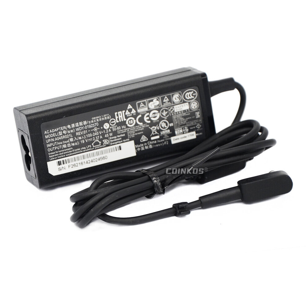 (A-Adaper Only) Laptop Power Adapter Charger 45W 19V 2.37A For Acer Aspire E5-553 E5-553G E5-573 E5-574 E5-575 E5-575T E5-575Tg E5-711 E5-721 4855672956379