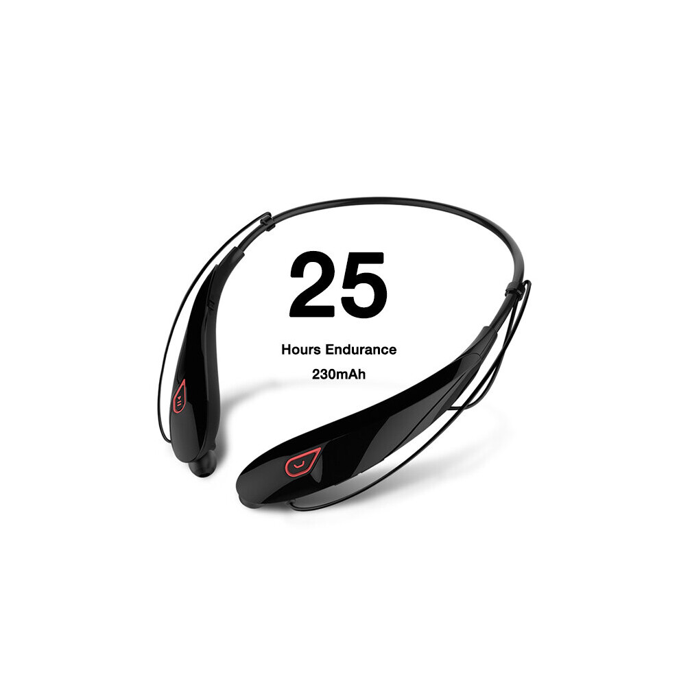 (A- 25 Hours) Wxyy Large Capacity Bettery Handsfree Sport Wireless Headphones Wireless Earphones Bluetooth Earphone Headset With Mic Stereo Black/Red 4851204909271