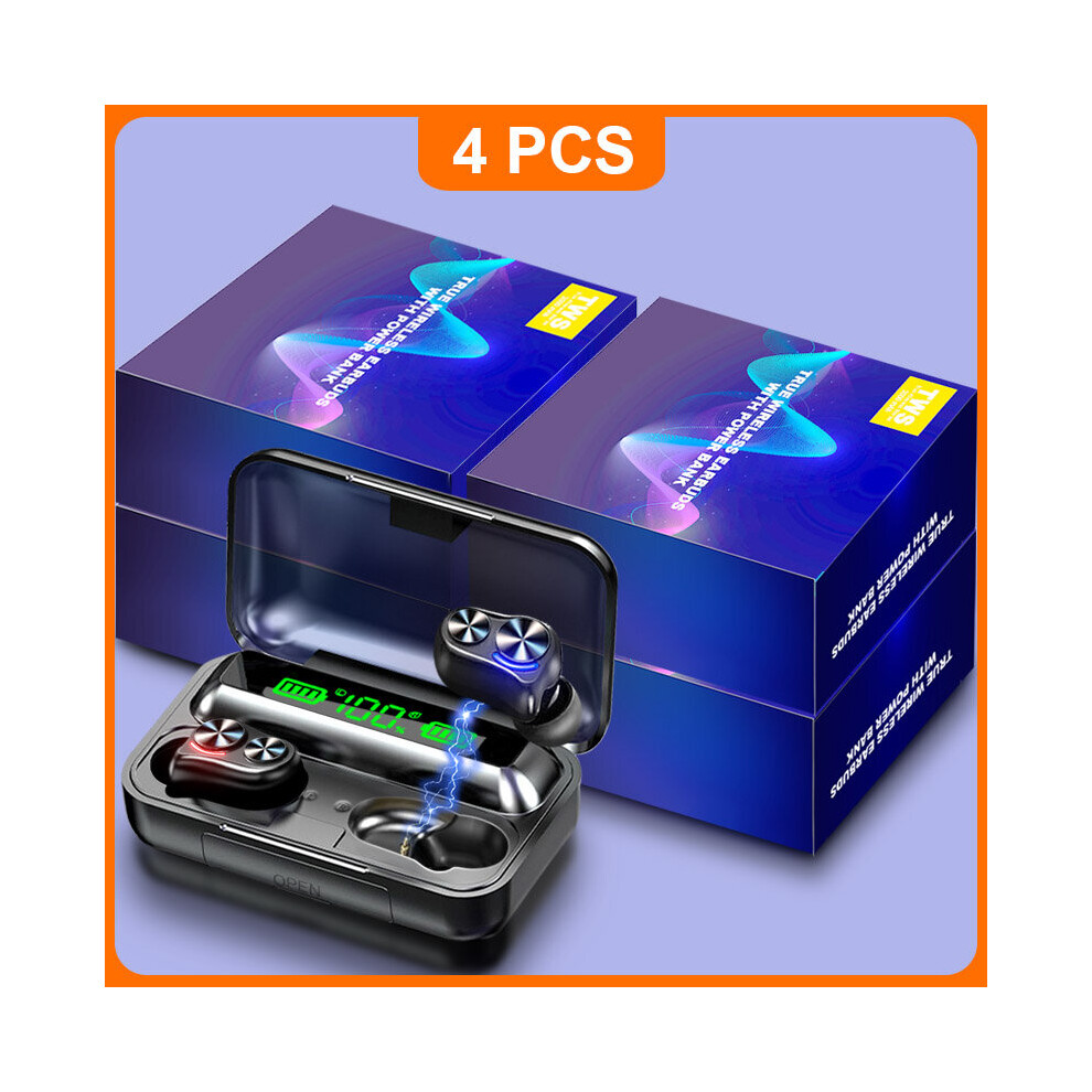 (A-4 Pcs With Display) Bluetooth Earphones Tws Wireless Headphone Earbuds Sports Music Stereo Bass Waterproof Headsets Bluetooth 5.0 With Mic For Phon 4851204926940