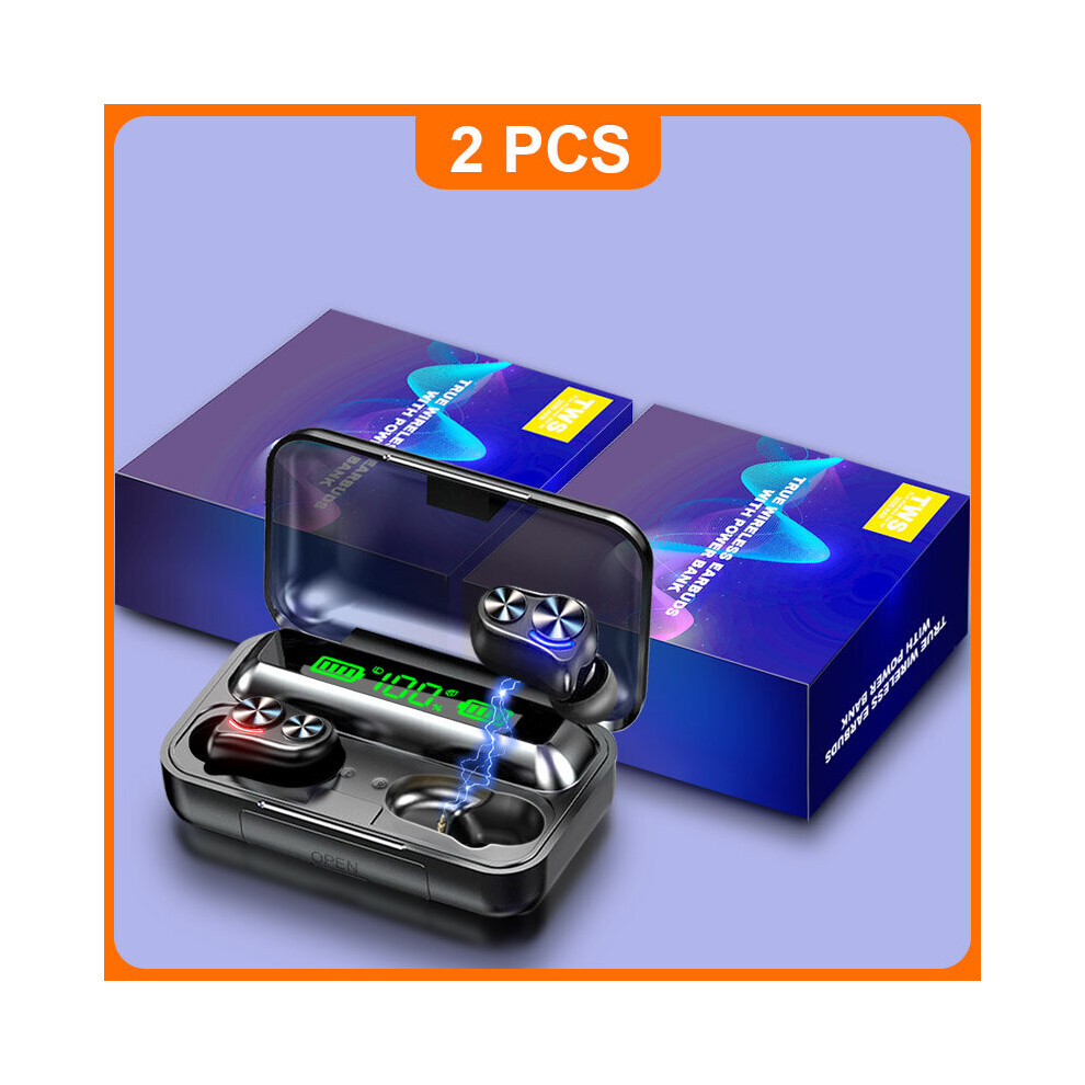 (A-2 Pcs With Display) Bluetooth Earphones Tws Wireless Headphone Earbuds Sports Music Stereo Bass Waterproof Headsets Bluetooth 5.0 With Mic For Phon 4851204926926