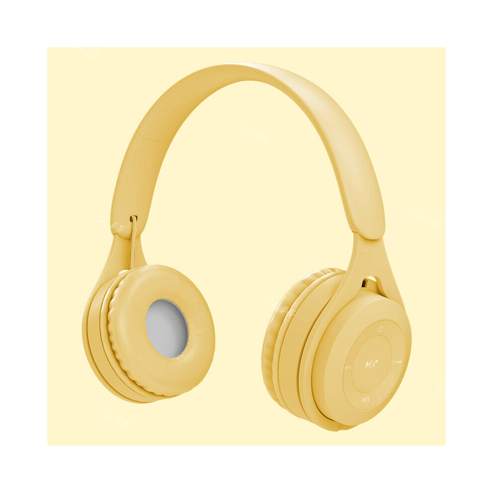 (A-Y08 ) Wireless Headphones 5.0 Bluetooth Earphone Foldable Bass Stereo Sports Game Headset Handfree Earbuds With Mic For Android Ios Yellow 4851205056417