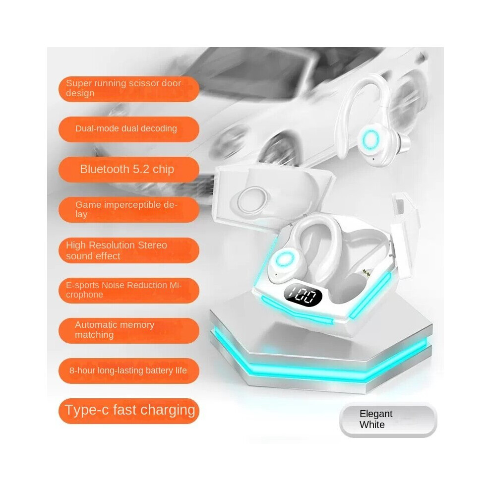 (A-) 2023 New Tws Bluetooth 5.2 Gaming Earphone Hd Call Earbuds Ultra Low Latency Earhook Music Sports Headset With Microphone White 4851205016381