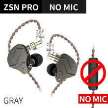 (a-ZSN Pro Gray No Mic) KZ ZSN Pro Hanging In Ear Monitor Earphones Metal Technology Hifi Bass Earbuds Sport Noise Cancelling Headset Gamer CCA C10
