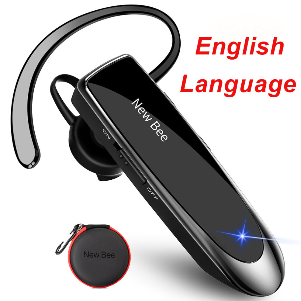 (A-En With Bag) New Bee Bluetooth Headset V5.0 Wireless Earphones Headphones With Mic 24Hrs Earbuds Earpiece Mini Handsfree For Iphone Xiaomi Black 4851204868042
