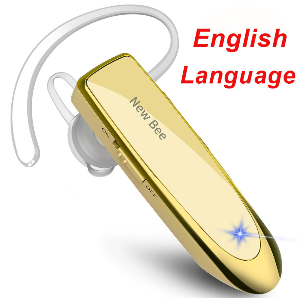 (A-En No Bag) New Bee Bluetooth Headset V5.0 Wireless Earphones Headphones With Mic 24Hrs Earbuds Earpiece Mini Handsfree For Iphone Xiaomi Gold 4851204868059