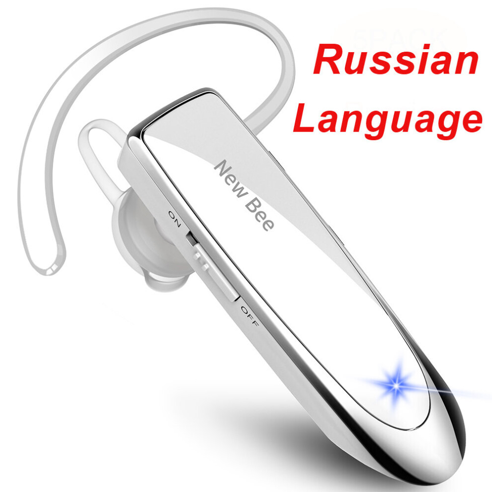(A-Ru No Bag) New Bee Bluetooth Headset V5.0 Wireless Earphones Headphones With Mic 24Hrs Earbuds Earpiece Mini Handsfree For Iphone Xiaomi White 4851204868134