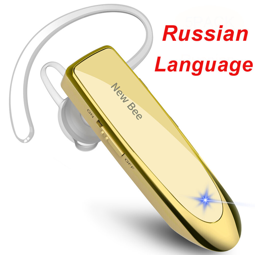 (A-Ru No Bag) New Bee Bluetooth Headset V5.0 Wireless Earphones Headphones With Mic 24Hrs Earbuds Earpiece Mini Handsfree For Iphone Xiaomi Gold 4851204868110