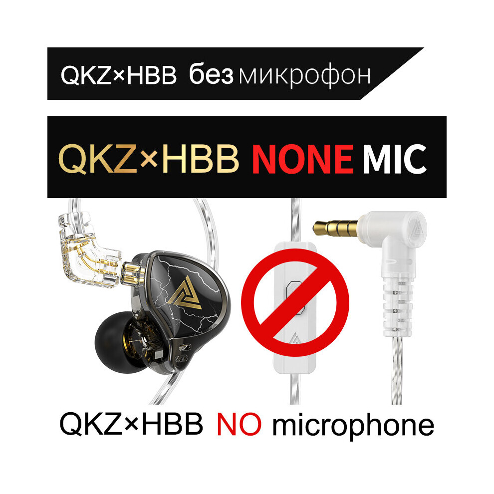 (A-Hbb No Mic) Qkz X Hbb Earphones 1 Dynamic Hifi Bass Earbuds In Ear Monitor Headphones Sport Noise Cancelling Headset 4851204898520