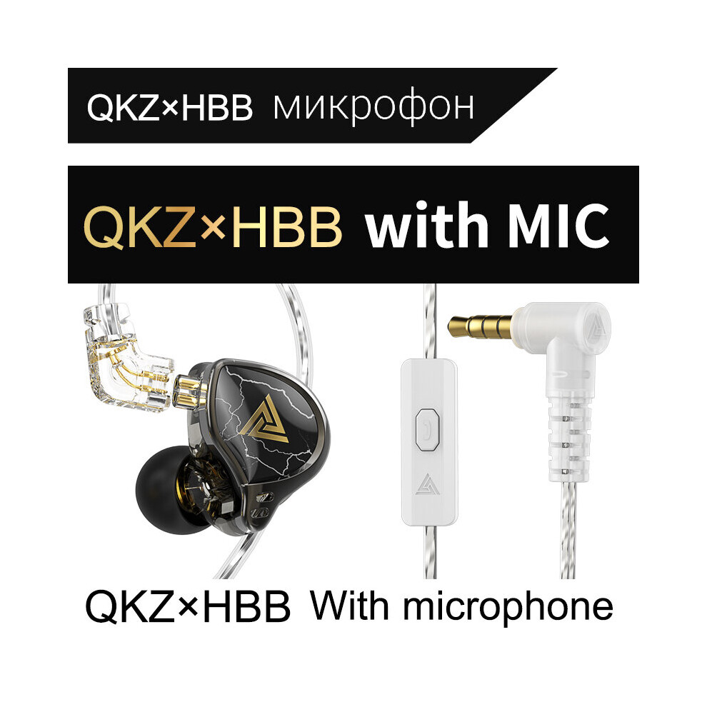 (A-Hbb Mic) Qkz X Hbb Earphones 1 Dynamic Hifi Bass Earbuds In Ear Monitor Headphones Sport Noise Cancelling Headset 4851204898506