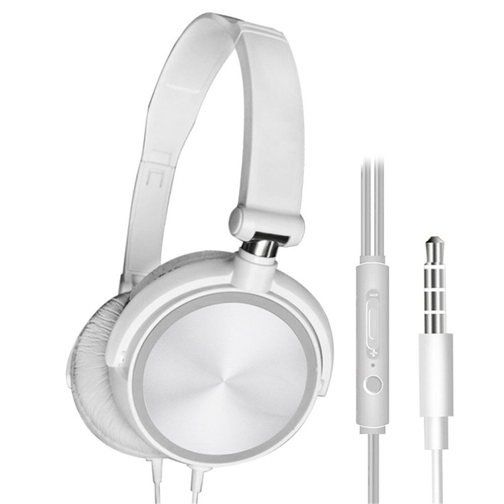 (A-3.5Mm ) Kebidu Hd Sound Wired Foldable Headphones With Microphone Over Ear Headsets Bass Hifi Sound Music Stereo Earphones Auriculares White 4851204920030