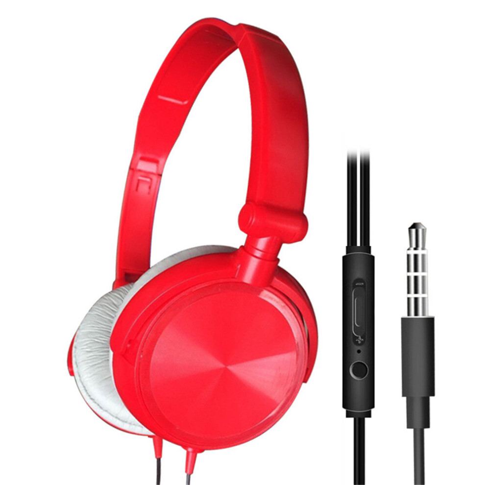 (A-3.5Mm ) Kebidu Hd Sound Wi Foldable Headphones With Microphone Over Ear Headsets Bass Hifi Sound Music Stereo Earphones Auriculares Red 4851204920047