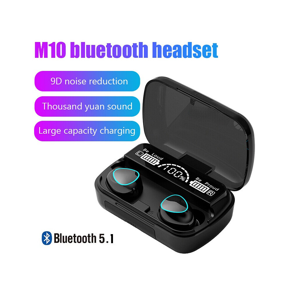 (a-M10-BLACK) TWS Bluetooth Earphones HiFi Stereo 5.2 Wireless EarphonesIn-ear Handsfree Headset Earbuds With Charging Box For Smartphone