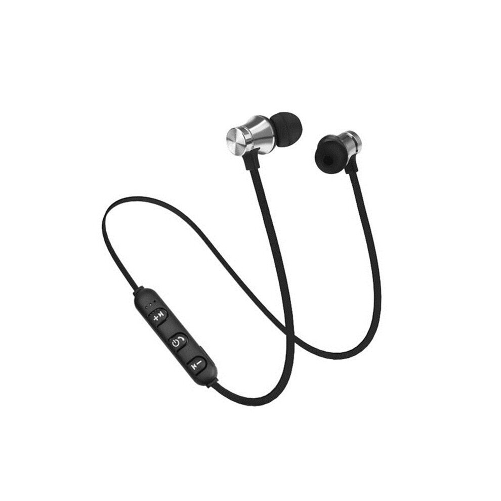 (A-) Xt-11 Magnetic Bluetooth Earphone V4.2 Stereo Sports Waterproof Earbuds Wireless Neckband Headset With Mic For Iphone Samsung Silver 4851204994826