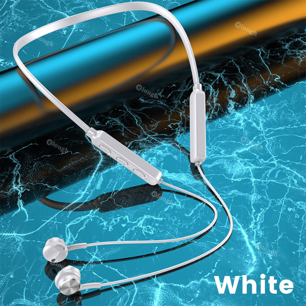 (A-) Sports Wireless Bluetooth Headset Magnetic Adsorption Earphone Running Headset Waterproof Earbuds With Mic Noise Reduction White 4851204970943