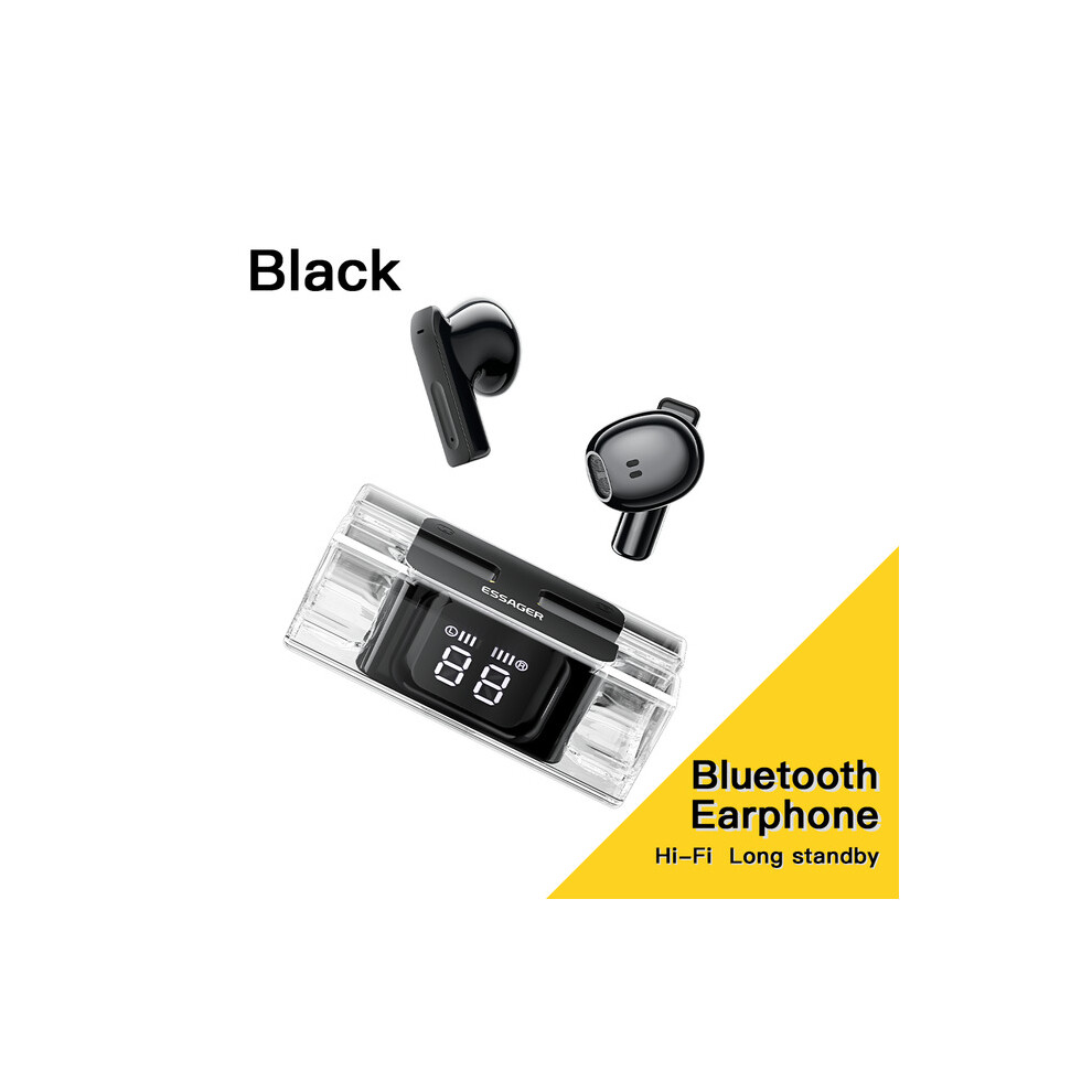 (A- Earphone) Essager E90 Tws Earphones Bluetooth Headphone With Mic Wireless Headset With Charging Case Power Display Touch Control Earbuds Black 4851204898537