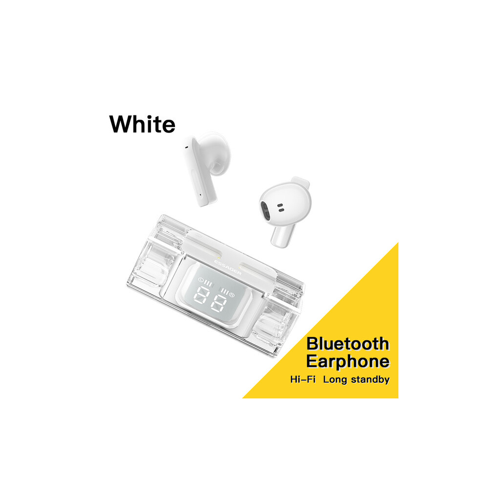 (A- Earphone) Essager E90 Tws Earphones Bluetooth Headphone With Mic Wireless Headset With Charging Case Power Display Touch Control Earbuds White 4851204898568