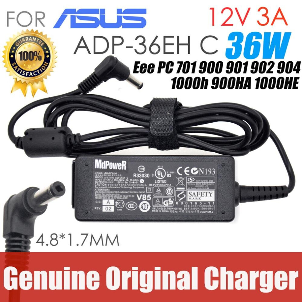 (A-) Original 12V 3A Ac Adapter Laptop Charger For Asus Eee Pc 701 900 901 902 904 1000 1000H 900Ha 1000He Netbook Supply Adp-36Eh C 4855672973857