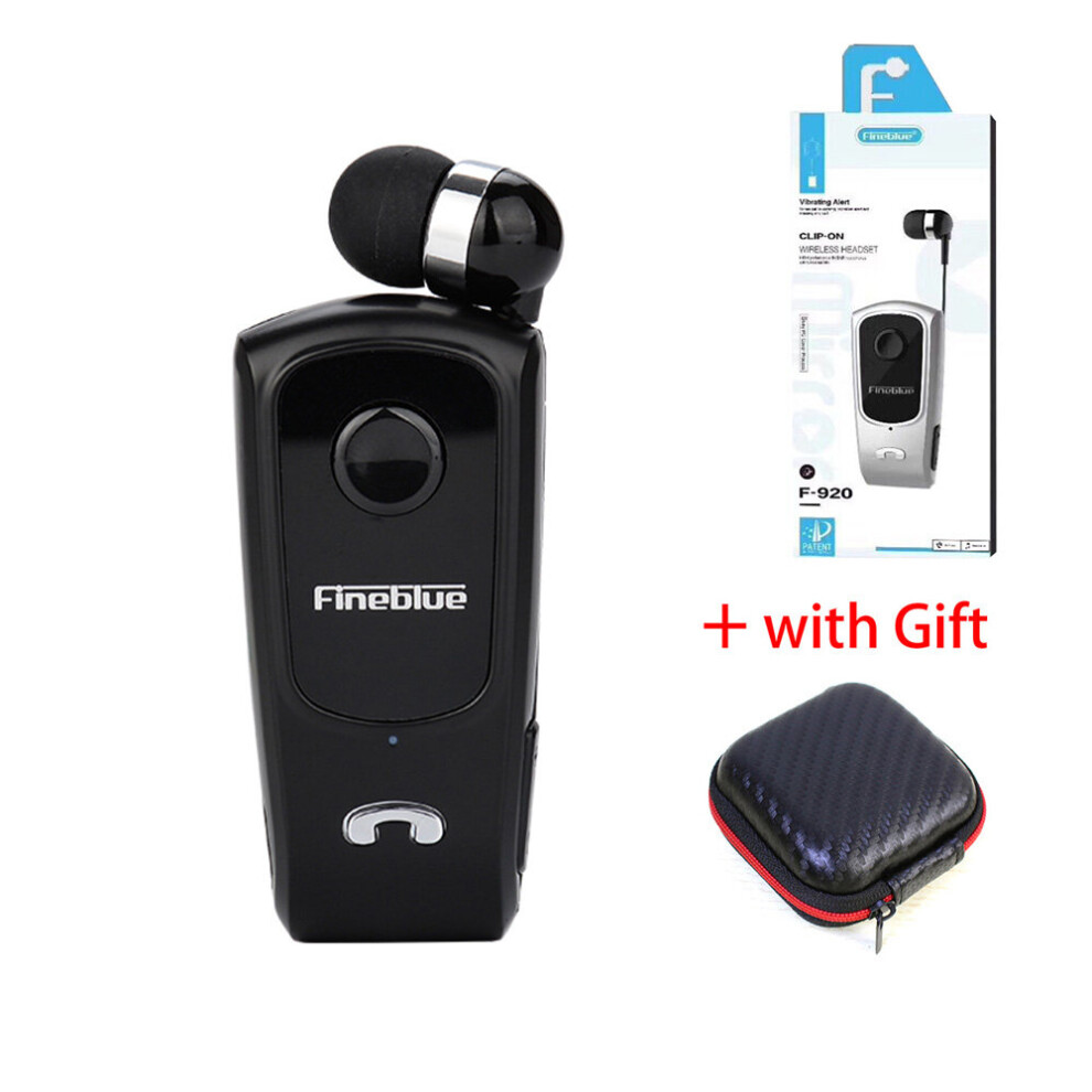 (A-) Fineblue F920 Wireless Earphone Bluetooth Handsfree Earbuds Headset Calls Remind Vibrator Wear Clip Driver For Phone With Mic Black 4851204891149