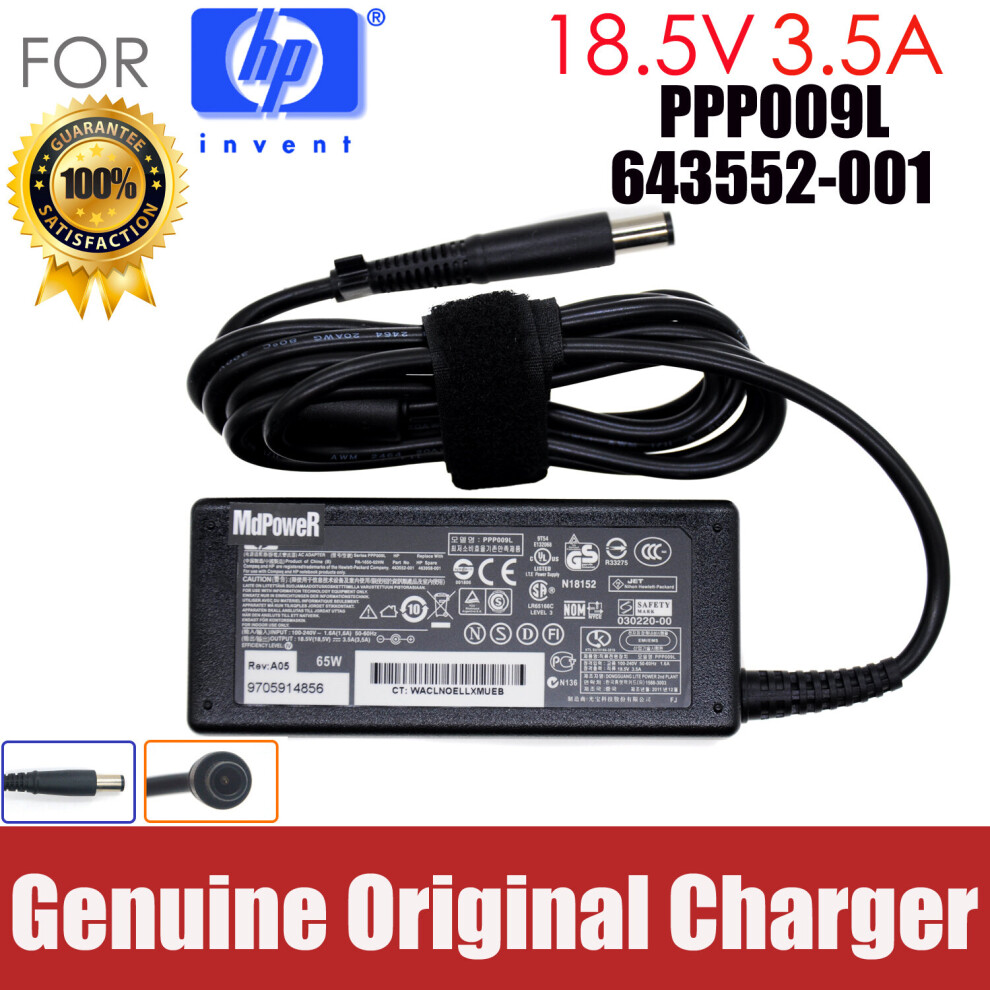 (A-) Original 18.5V 3.5A 65W Ac Adapter Laptop Charger For Hp 2760P 4230S 4311S 4320S 4321S 4326S 4330S 4410S 4415S 5220M 5310M 5320M 4855672981272