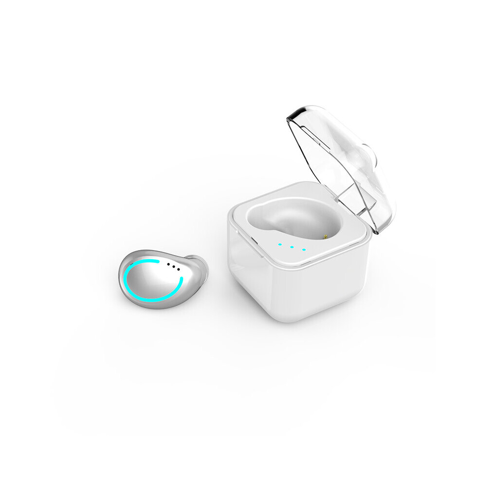 Dechoicelife Silver (A-) Single Ear Bluetooth Earphones 5.0 In Ear Music Wireless Earbuds Sports Invisible Earplug Headset One-Button Stereo Earphone