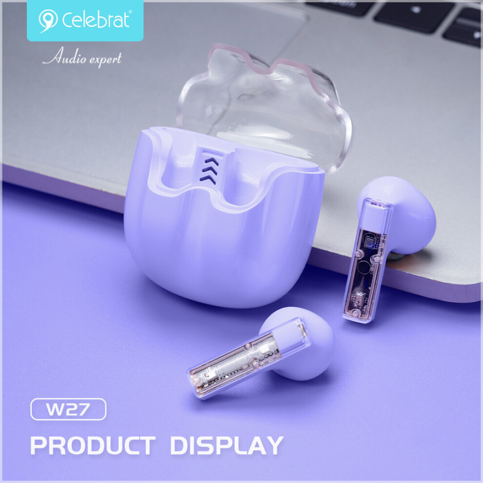 (A-) Heavy Bass Tws Wireless Earbuds In Ear Led Earphones Bluetooth 5.1 Wireless Headphones Waterproof Sport Gaming Headset With Mic Purple 4853106756816