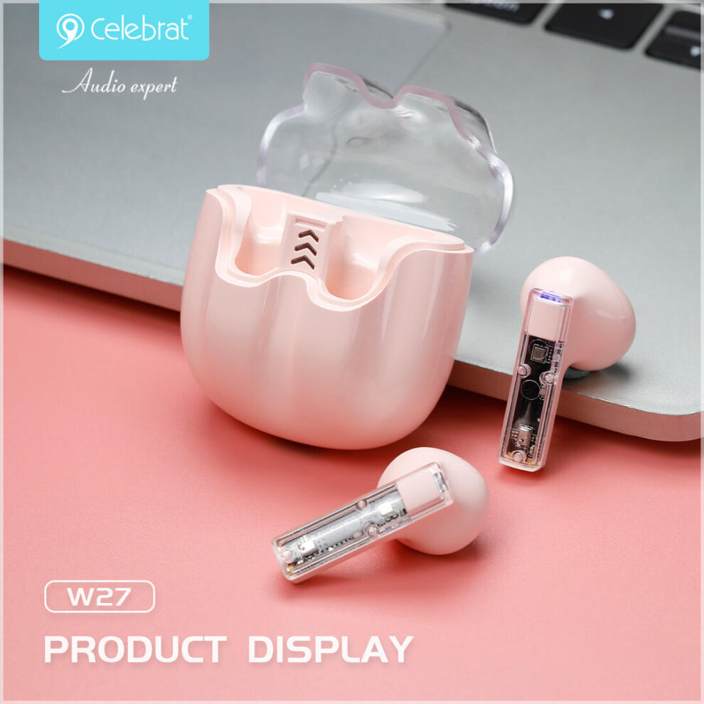 (A-) Heavy Bass Tws Wireless Earbuds In Ear Led Earphones Bluetooth 5.1 Wireless Headphones Waterproof Sport Gaming Headset With Mic Pink 4853106756809