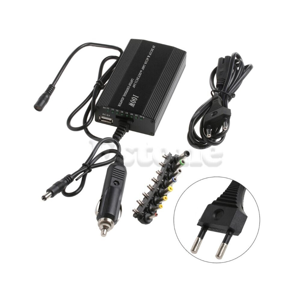 (a-Red) For Laptop In Car DC Charger Notebook AC Adapter Power Supply 100W Universal B2RC