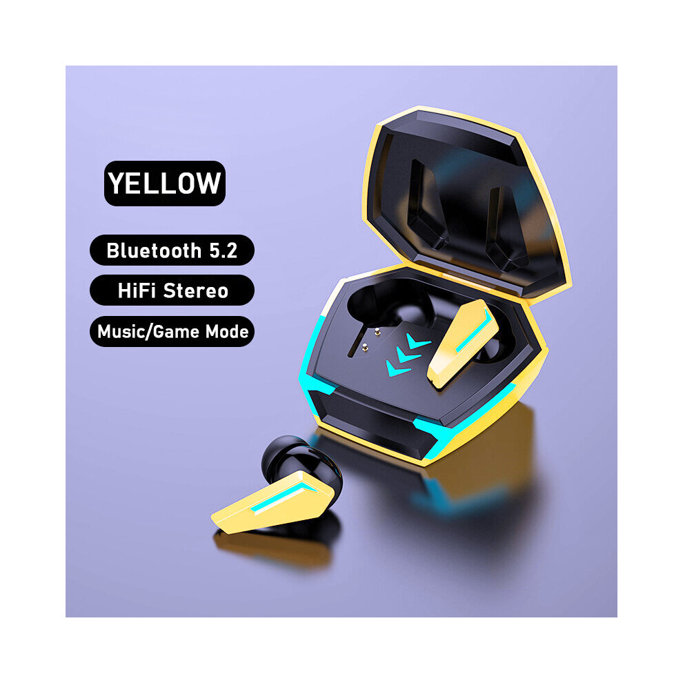 (A-) Tecsire M10 Gaming Earphone Bluetooth Wireless Earbuds Tws Stereo Bass Touch Control With Microphone Yellow 4851204941578