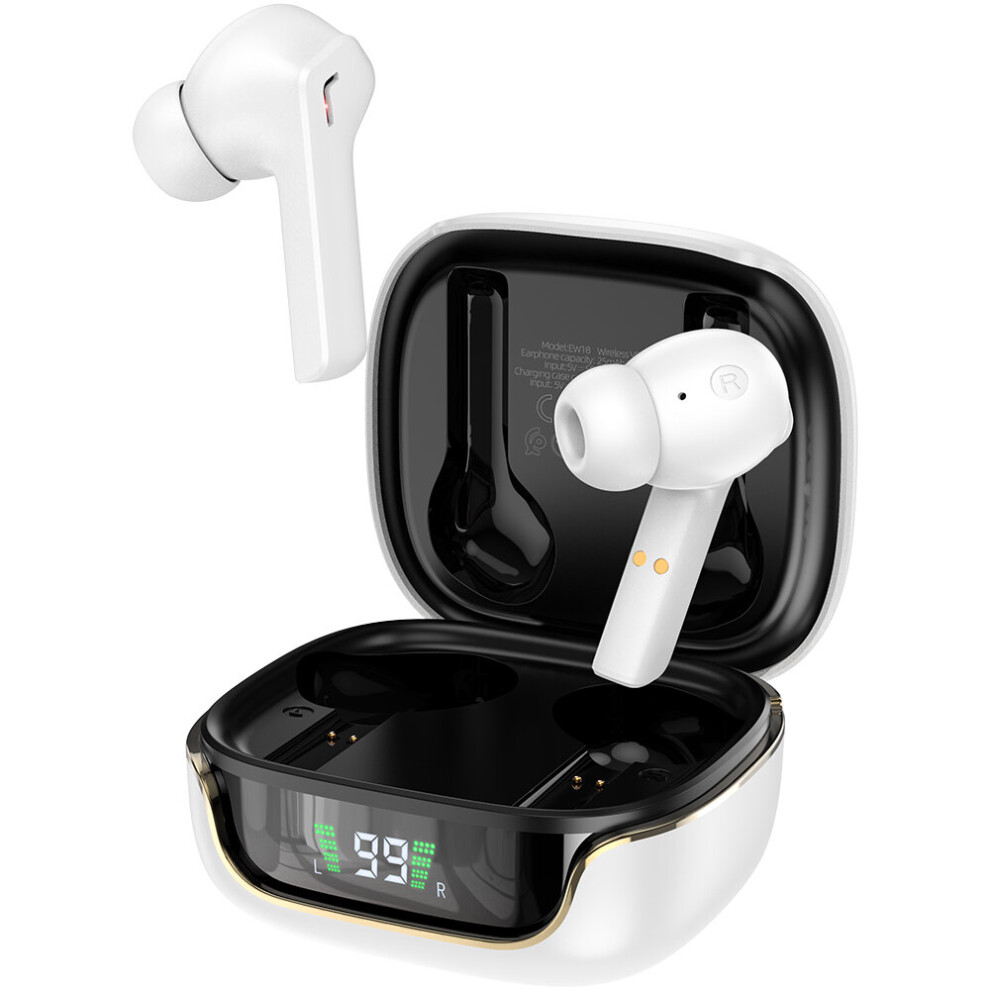 (A-) Hoco Wireless Bluetooth V5.3 Tws Earphone Stereo Music Headset Smart Touch Control Earbuds With Led Digital Display Charging Box White 4851204967172