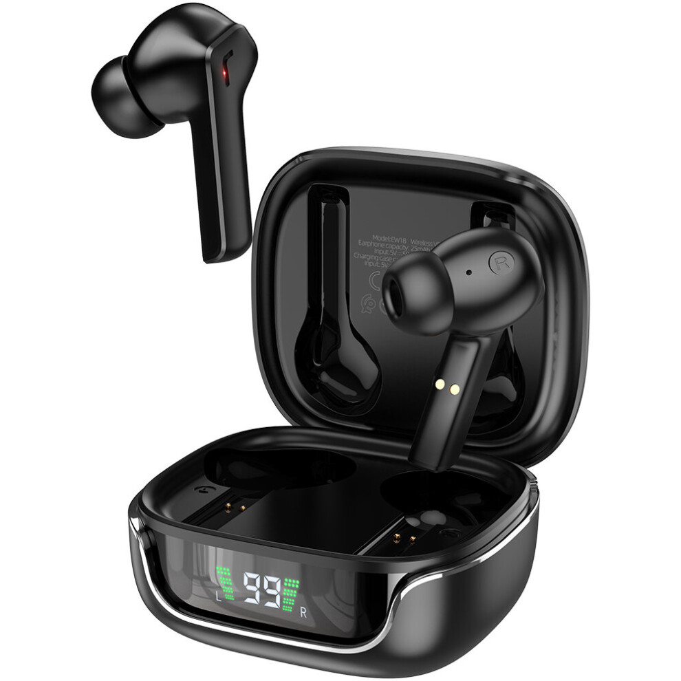 (A-) Hoco Wireless Bluetooth V5.3 Tws Earphone Stereo Music Headset Smart Touch Control Earbuds With Led Digital Display Charging Box Black 4851204967141