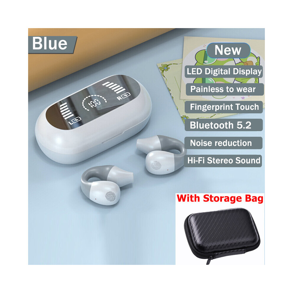 (A-S3- With Bag) Bone Conduction Tws Earbuds Bluetooth Earphones Bass Hifi Stereo Wireless Headphone With Mic Sports Waterproof Headset For Phone Gray 4851204893716