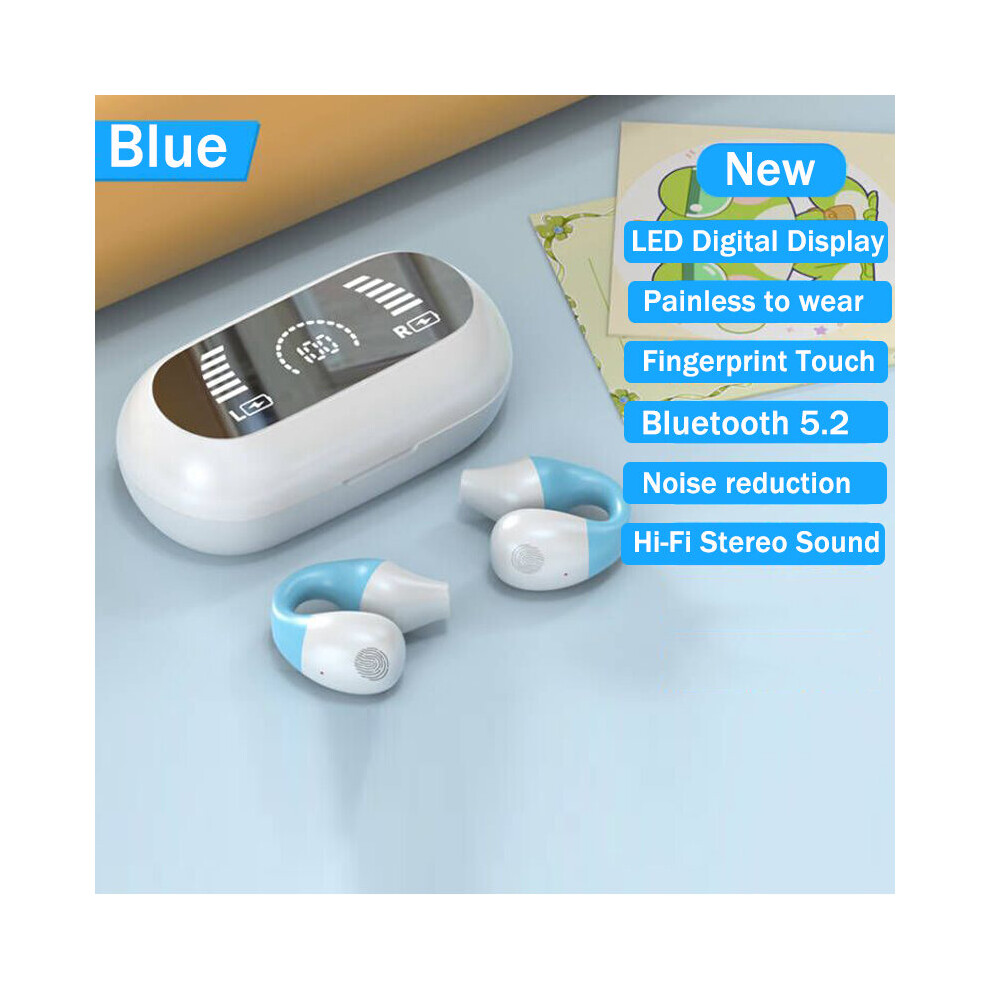 (A-S3-) Bone Conduction Tws Earbuds Tooth Earphones Bass Hifi Stereo Wireless Headphone With Mic Sports Waterproof Headset For Phone Blue 4851204893686