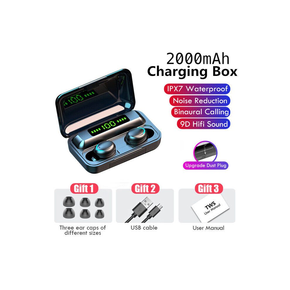 (A-With Display 2000Mah) Tws Bluetooth Earphone V5.1 9D Stereo Wireless Headphones Sport Waterproof Earphones Mini True Earbuds Headsets For Cellphone 4851204928609