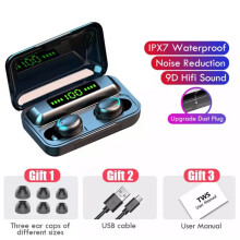 (a-F9-5blackB) New F9 TWS Headphone M90 Wireless Bluetooth Headset Hifi Earbuds Ps4 Earphone Hearing Aids Handfree With Mic Slide Charging Case