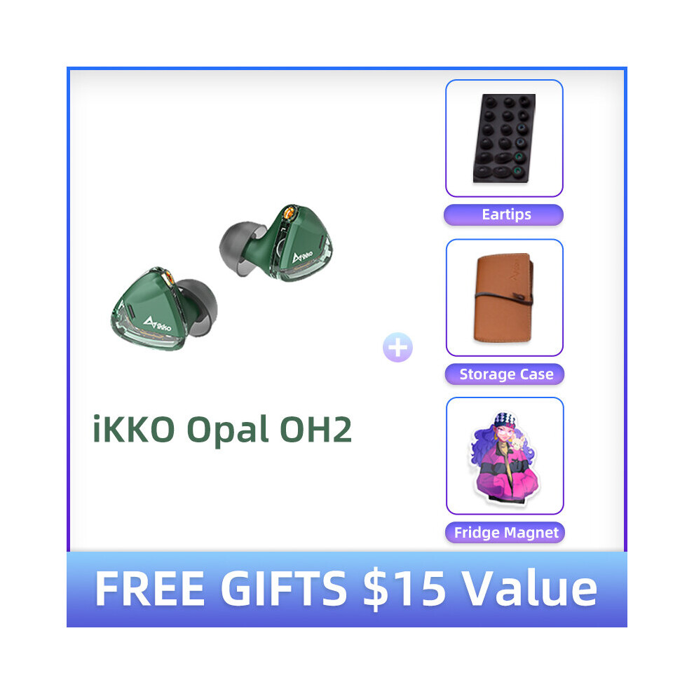 (A-) Ikko Oh2 Wired Earphone Hifi Dynamic Headphones Iem Cable Earphones Music Headset In-Ear Monitor Detachable Design Mmcx Earbuds Green 4851204907505