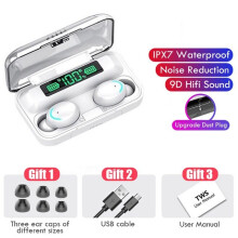 (a-F9-5whiteA) New F9 TWS Headphone M90 Wireless Bluetooth Headset Hifi Earbuds Ps4 Earphone Hearing Aids Handfree With Mic Slide Charging Case