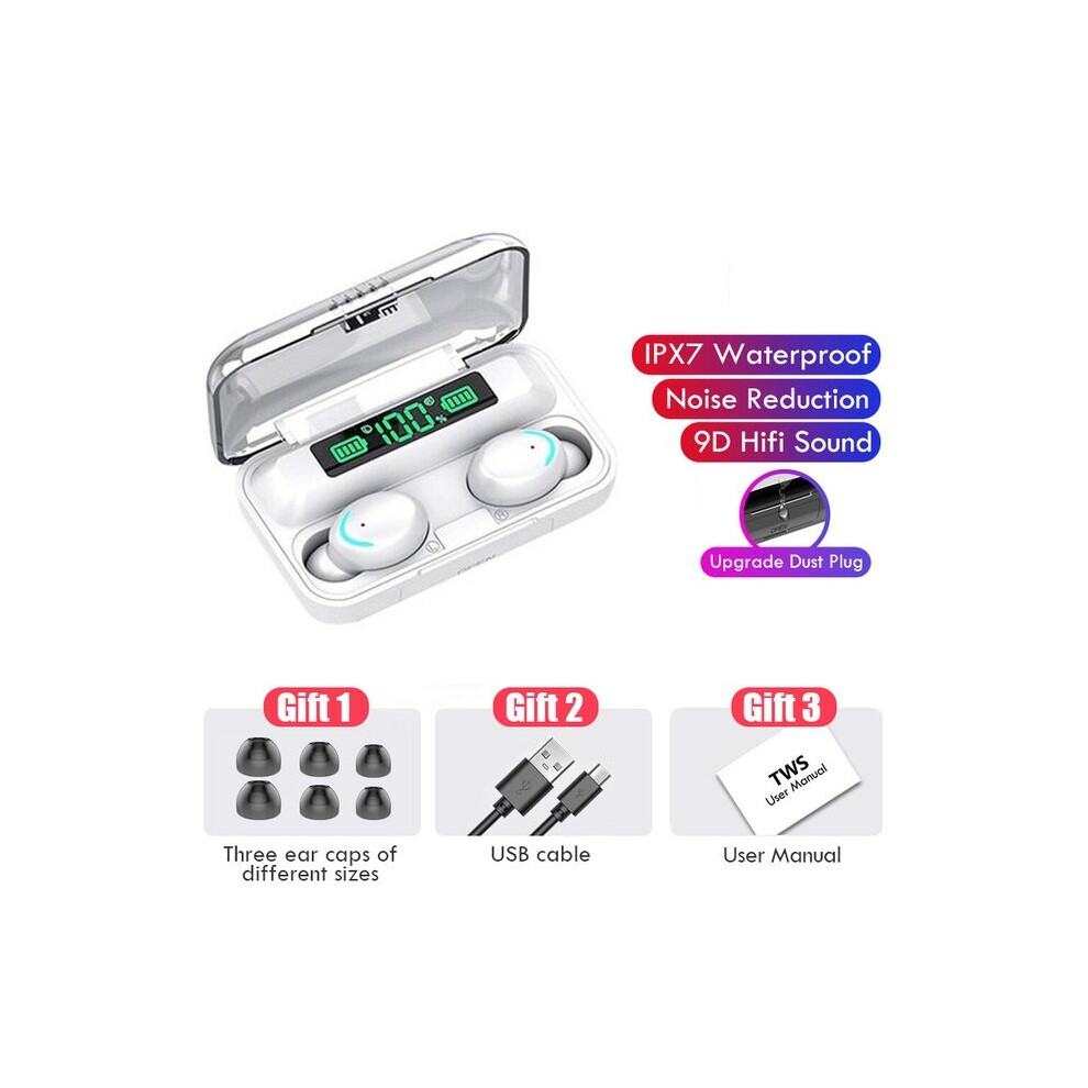 (A-F9-5Whitea) New F9 Tws Headphone M90 Wireless Bluetooth Headset Hifi Earbuds Ps4 Earphone Hearing Aids Handfree With Mic Slide Charging Case 4851204974965