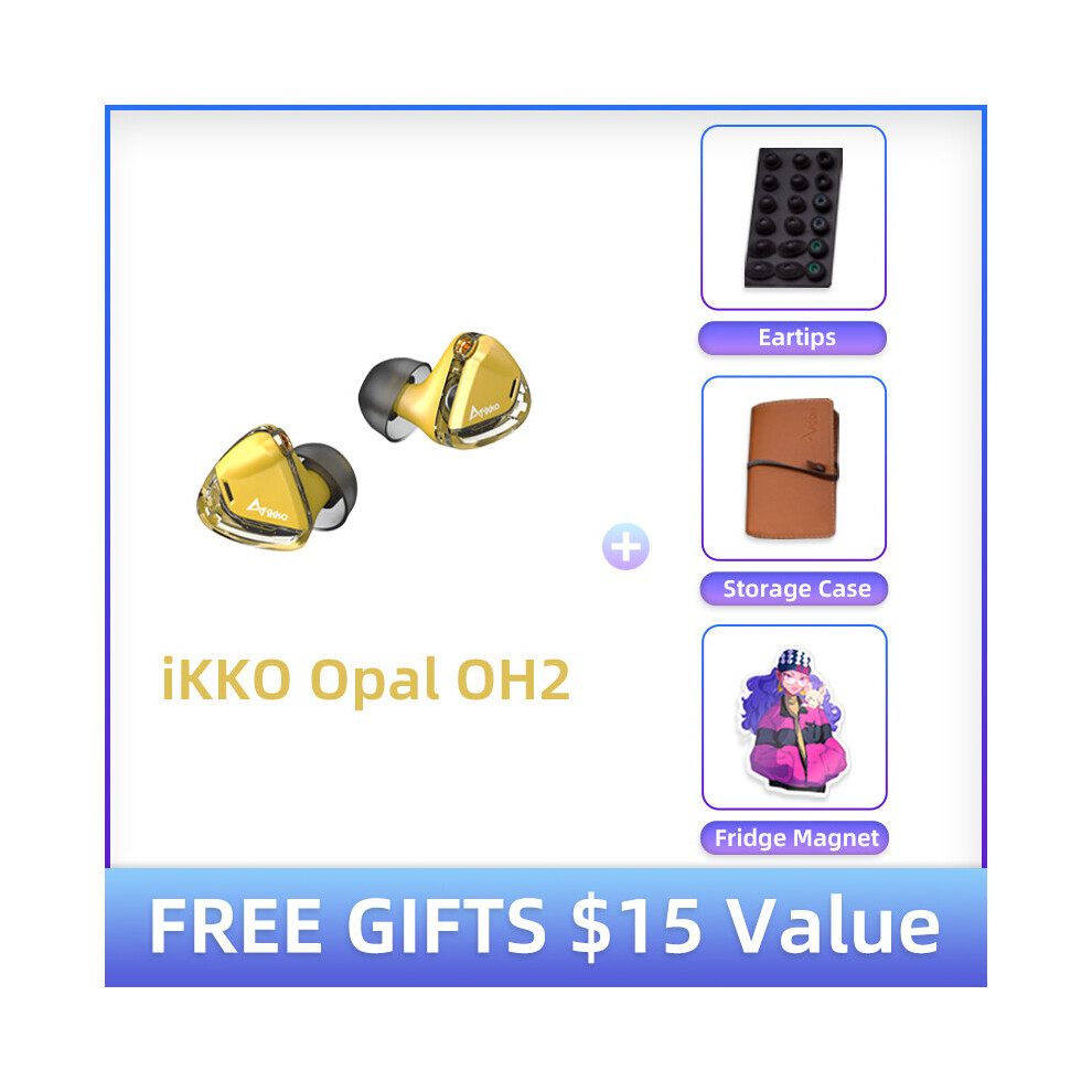 (A-) Ikko Oh2 Wired Earphone Hifi Dynamic Headphones Iem Cable Earphones Music Headset In-Ear Monitor Detachable Design Mmcx Earbuds Golden 4851204907482